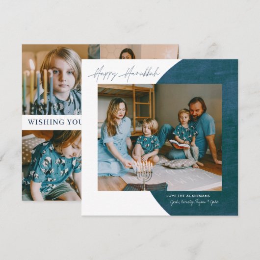 Liebe | Happy Hanukkah Foto Collage Feiertagskarte (Vorne/Hinten)