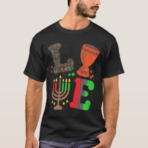 Liebe Happy Kwanzaa African Map Kinara Candles Men T-Shirt