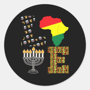 Liebe Happy Kwanzaa Afrika Karte Kinara Candles Af Runder Aufkleber