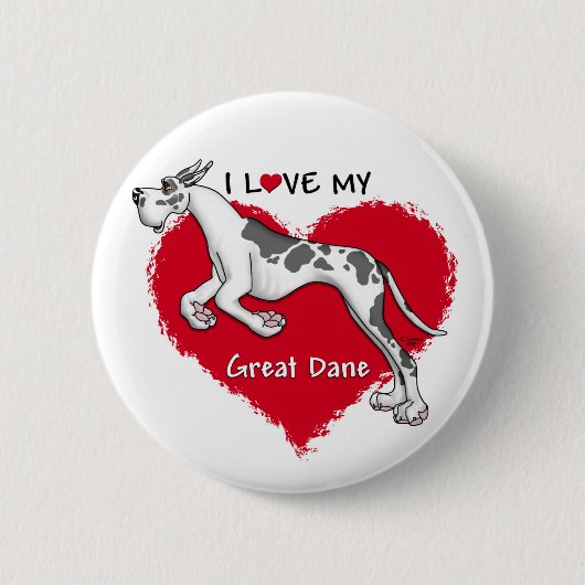 Liebe Harlequin Great Dane Button (Vorderseite)