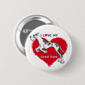 Liebe Harlequin Great Dane Button (Vorne & Hinten)