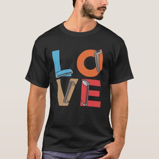 Liebe Harmonicas Harmonica Player Harmonikaspieler T-Shirt (Vorderseite)