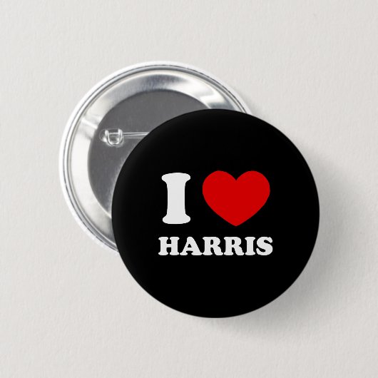 Liebe Harris I Heart Harris Funny Vorname Harris Button (Vorne & Hinten)