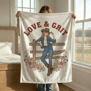 Liebe & Hartnäckigkeit Western Cowgirl Country Fle Fleecedecke