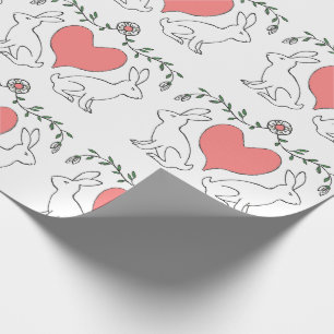 Liebe-Häschen-Herz-weißer Druck-Verpackungs-Papi Geschenkpapier