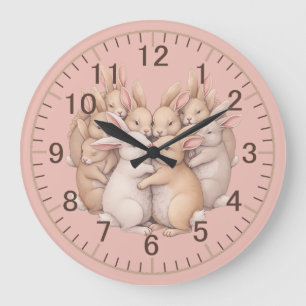Liebe Hasen in einer gemütlichen Pastell-Umarbeitu Große Wanduhr