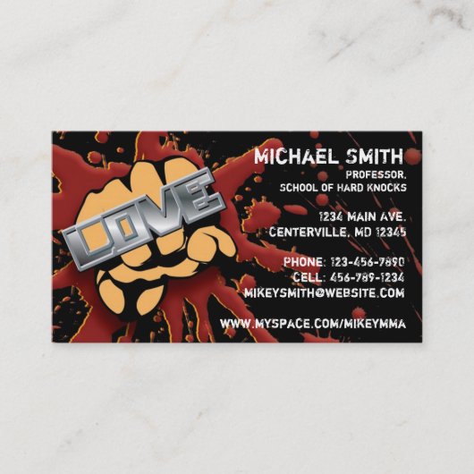 Liebe-/Hass-Faust-Karte Visitenkarte (Vorderseite)