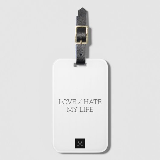 Liebe/Hass mein Leben Gepäckanhänger (Vorderseite Vertikal)