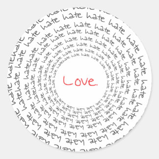 Liebe/Hass Runder Aufkleber