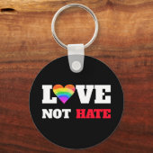 Liebe hasst kühnen Herzschlag auf schwarz grafisch Schlüsselanhänger (Rückseite)