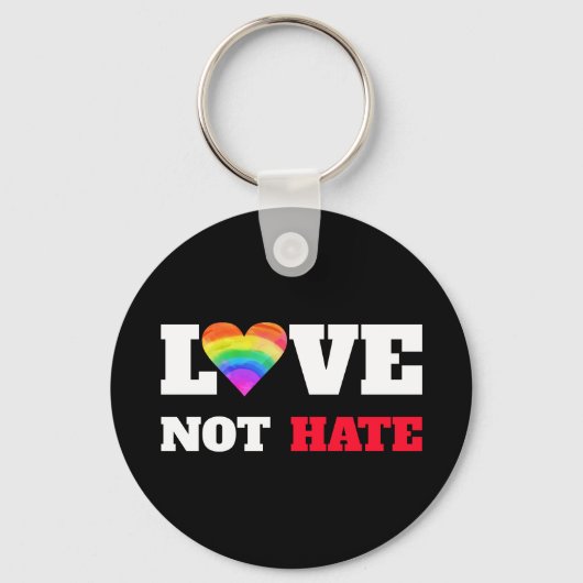 Liebe hasst kühnen Herzschlag auf schwarz grafisch Schlüsselanhänger (Rückseite)