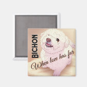 Liebe hat Fell Bichon Magnet (Vorderseite/Rückseite)
