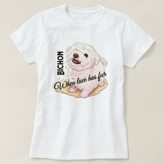 Liebe hat Fell Bichon T-Shirt (Design vorne)