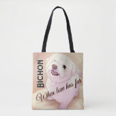 Liebe hat Fell Bichon Tote Tasche (Vorderseite)