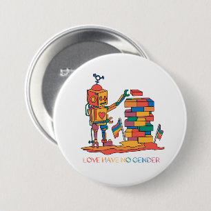 Liebe hat kein Geschlecht - Rainbow-Holzroboter Button
