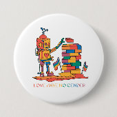 Liebe hat kein Geschlecht - Rainbow-Holzroboter Button (Vorderseite)