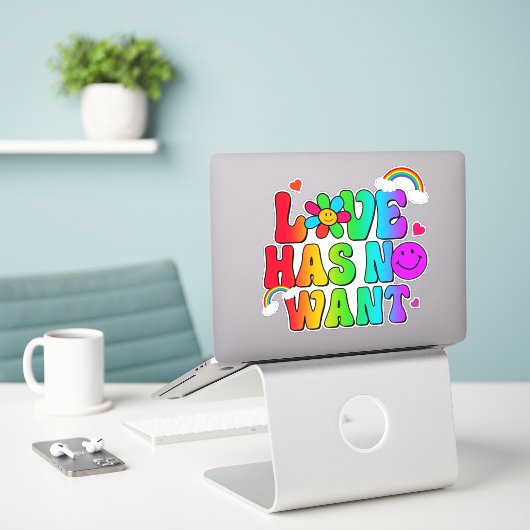 Liebe hat keinen Regenbogen Gewollt Aufkleber (Laptop auf Schreibtisch)