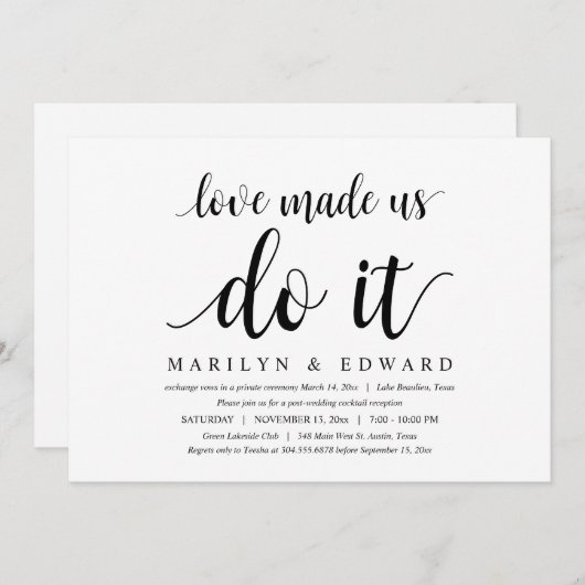 Liebe hat uns dazu gebracht, Hochzeitsfeier der Mo Einladung (Vorne/Hinten)