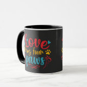 Liebe hat vier Paws Hund Tasse (Vorderseite Links)