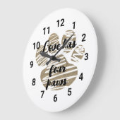 Liebe hat vier Paws Niedlich Paw Print Große Wanduhr (Winkel)