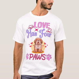 Liebe hat vier Paws Valentinstag Bulldogie T-Shirt