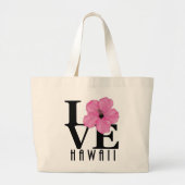 LIEBE Hawaii - Rosa Hibiskus Jumbo Stoffbeutel (Vorne)