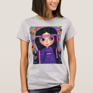 Liebe Headband Hippie Girl Doll Lila Psychedelic T-Shirt