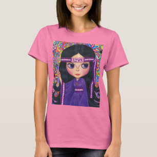 Liebe Headband Hippie Girl Doll Lila Psychedelic T-Shirt