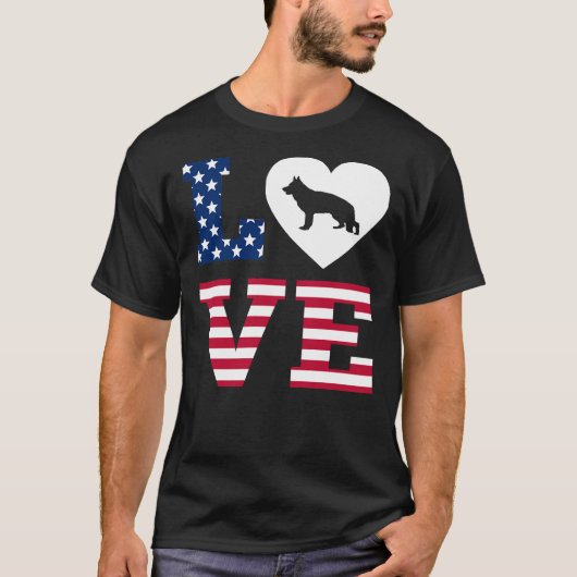 Liebe Heart American Flag T-Shirt (Vorderseite)