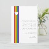 Liebe Heart and Rainbow Gay Wedding Einladung (Stehend Vorderseite)