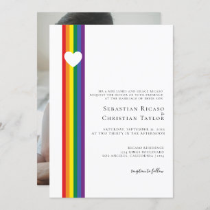 Liebe Heart and Rainbow Gay Wedding Einladung