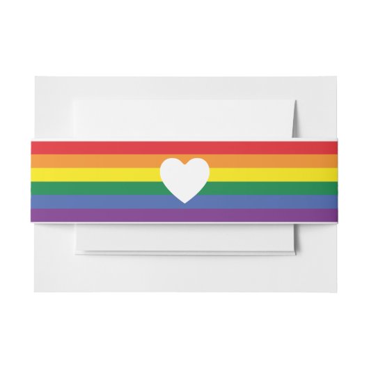Liebe Heart and Rainbow Gay Wedding Einladungsbanderole (Vorderseite Beispiel)