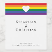 Liebe Heart and Rainbow Gay Wedding Weinetikett (Einzelnes Label)