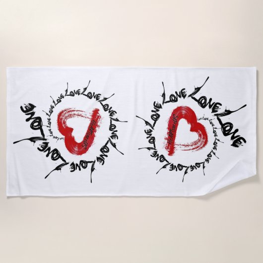 Liebe Heart Beach Handtuch (Vorderseite)