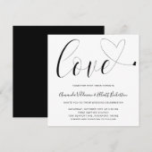 Liebe Heart Black and White Modern Wedding Einladung (Vorne/Hinten)