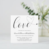 Liebe Heart Black and White Modern Wedding Einladung (Stehend Vorderseite)