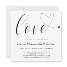Liebe Heart Black and White Modern Wedding