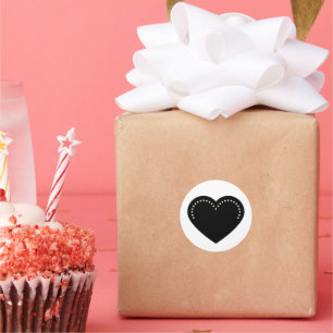 Liebe Heart Black Valentine Classic Round Sticker