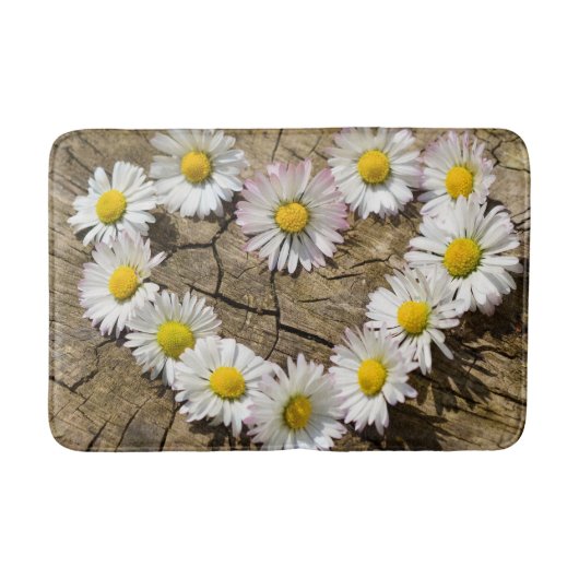 Liebe Heart Daisies Bath Mat Badematte (Vorderseite)
