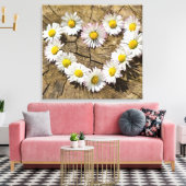 Liebe Heart Daisies Leinwanddruck (Insitu (Wohnzimmer))