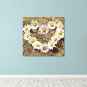 Liebe Heart Daisies Leinwanddruck (Insitu (Holzboden))