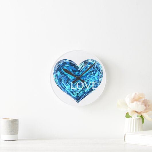 LIEBE HEART hellblau Runde Wanduhr (Zuhause)