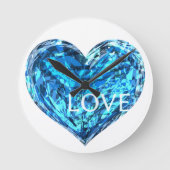 LIEBE HEART hellblau Runde Wanduhr (Vorderseite)