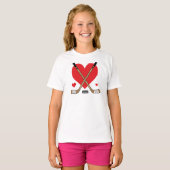 Liebe Heart Hockey Sticks Girls T-Shirt (Vorne ganz)