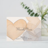 Liebe Heart Ivory Script Hochzeit Dankeskarte (Stehend Vorderseite)