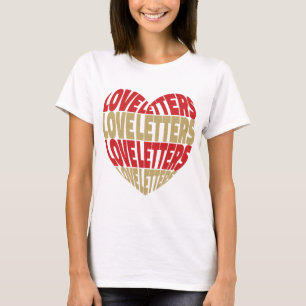Liebe Heart Letters Red Gold Glitzer T-Shirt