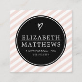 LIEBE HEART minimalistisch Schwarz Rosa Quadratische Visitenkarte (Vorderseite)