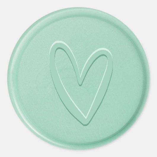 Liebe Heart Minze Wax Siegel Sticker (Vorderseite)