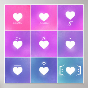 Liebe Heart Music Notation Poster