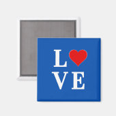 LIEBE Heart Navy Blue Magnet (Vorderseite/Rückseite)